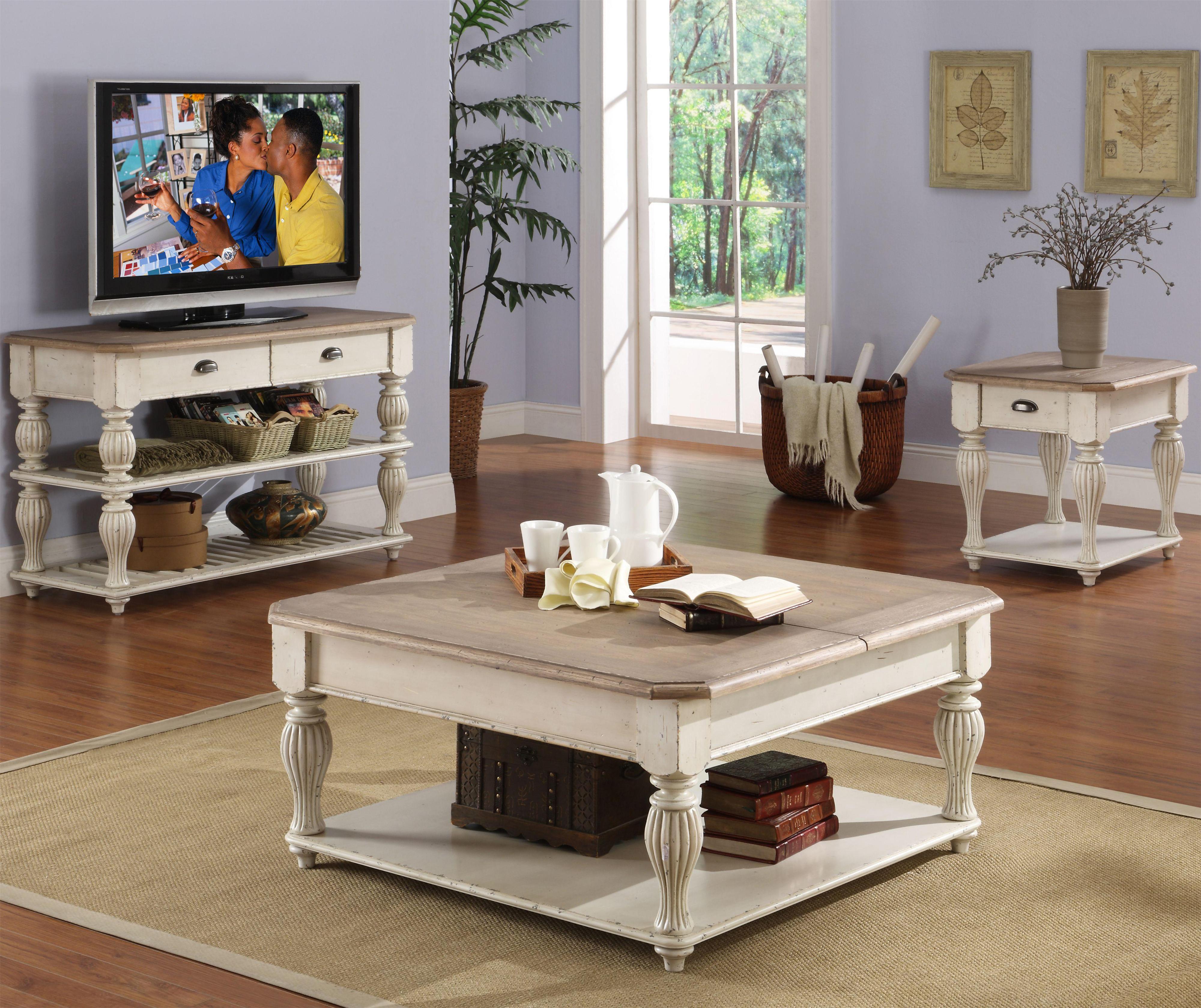 Riverside Furniture Coventry Two Tone Square LiftTop Coffee Table with